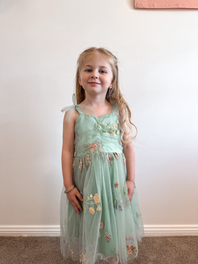 Birthday Tulle Frill Dress - Mint Floral