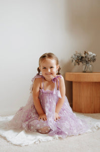 Sparkle Snow Princess Kids little Girls Tulle Dress - Purple - Fox Baby & Co