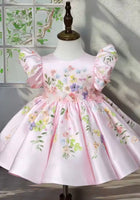 Load image into Gallery viewer, Pretty Floral Little Girls Luxe Dress - Baby Pink
