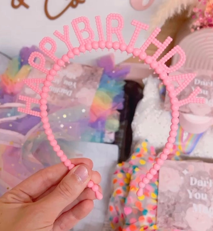 Happy Birthday Pink Girl Headband