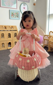 Acacia Oversized Bow Luxe Little Girls Party Dress - Pink (pre order) - Fox Baby & Co