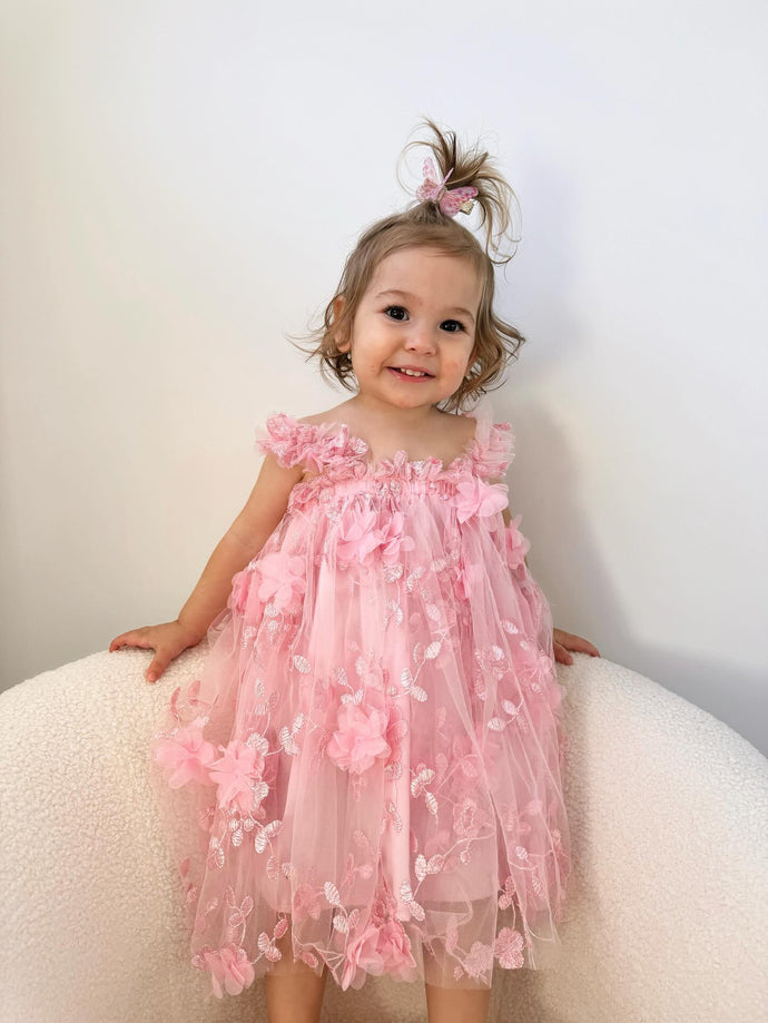 French Floral Fairy Tulle Dress - Musk Pink - Fox Baby & Co
