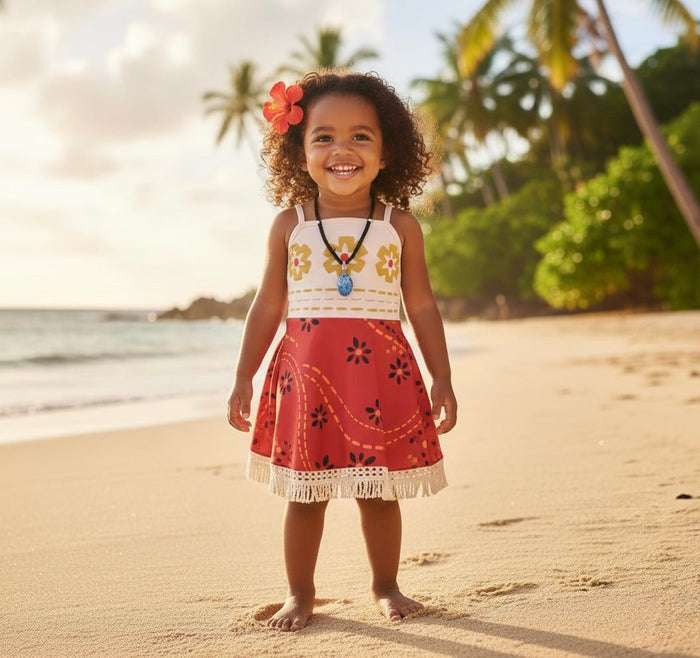Moana Princess Baby Girl Dress Costume & Necklace - Fox Baby & Co