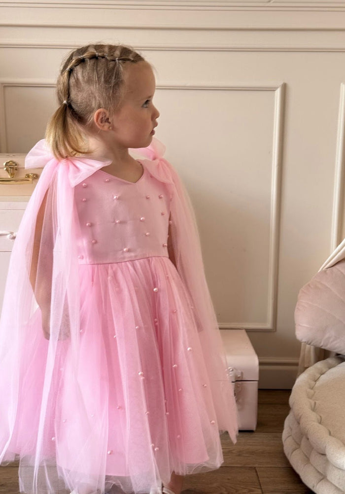Pearl Princess Luxe Little Girls Tulle Dress - Pink - Fox Baby & Co