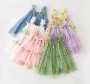 Arabella Garden Floral Tulle Birthday Dress - White (pre order) - Fox Baby & Co
