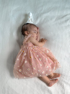 1st Birthday Kids little girl Arabella Daisy Tulle Dress - Pink/Yellow - Fox Baby & Co