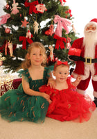 Load image into Gallery viewer, Candy Cane Christmas Little Girls Tulle Dress - Green - Fox Baby &amp; Co
