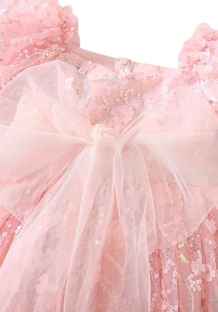 Kids girls Tea Party Sparkle Tulle Dress - Blush Pink - Fox Baby & Co