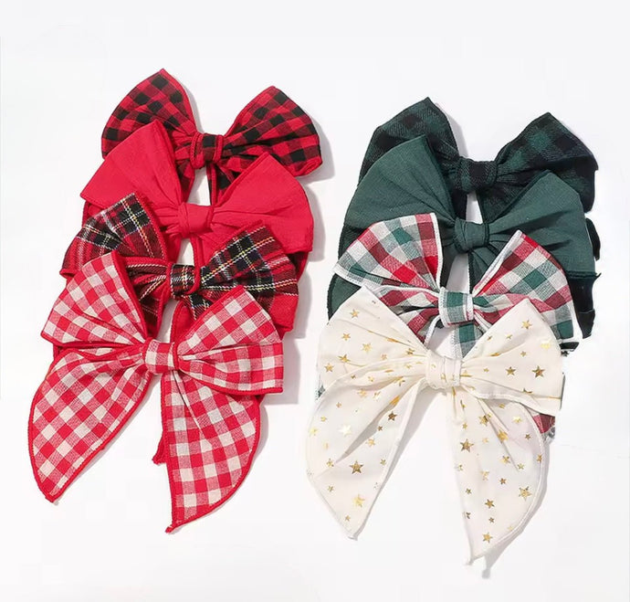 Christmas Large Statement Bow Clip (pre order) - Fox Baby & Co