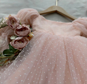 Flowergirl Fairy Wonderland Long Sleeve Luxe Tulle Dress - Pink Dots (pre order) - Fox Baby & Co