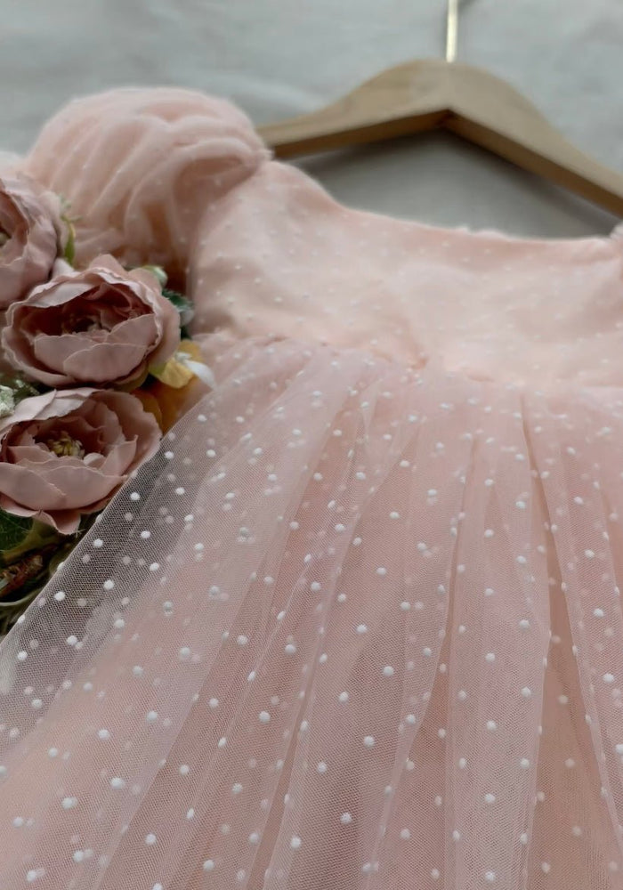 Flowergirl Fairy Wonderland Long Sleeve Luxe Tulle Dress - Pink Dots (pre order) - Fox Baby & Co