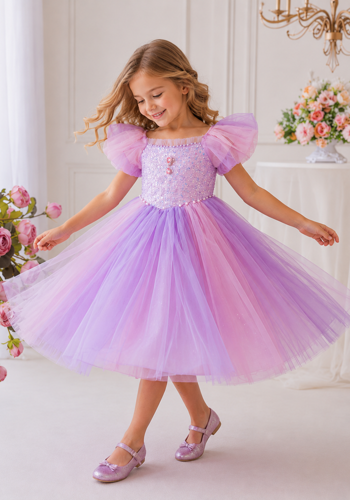 Purple Sparkle Unicorn Princess Party Dress Costume