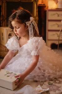 Kids girls Tea Party Butterfly Tulle Dress - White