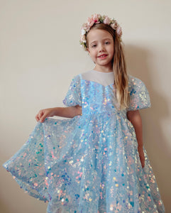 Kids girls Mermaid Luxe Sequins Tulle Dress - Blue (pre order)