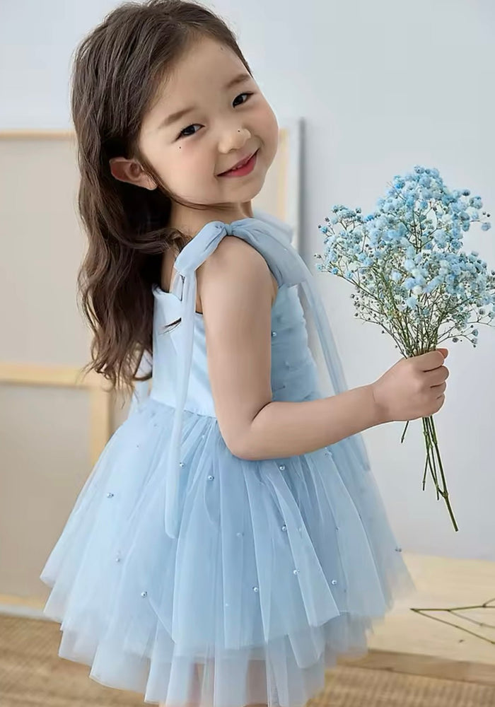 Kids little girls Ballerina Pearl Dress - Blue (limited edition) - Fox Baby & Co