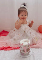 Load image into Gallery viewer, Arabella Garden Floral Tulle Birthday Dress - White (pre order) - Fox Baby &amp; Co
