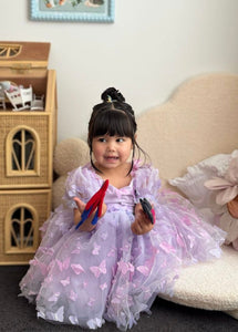 Kids girls Tea Party Butterfly Tulle Dress - Purple - Fox Baby & Co