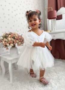 Bella Little Girls Flower Girl Tulle Dress - White (pre order) - Fox Baby & Co