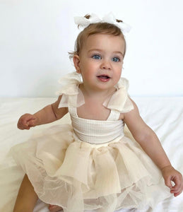 Little girl Mirabelle Tutu Birthday Dress - Ivory - Fox Baby & Co