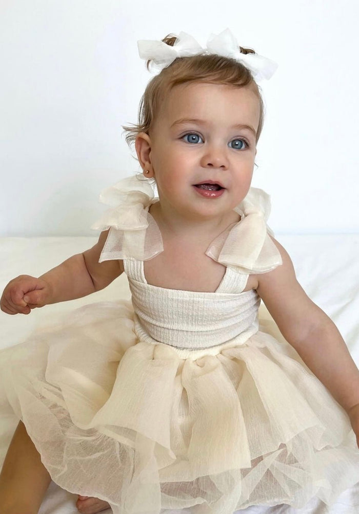 Little girl Mirabelle Tutu Birthday Dress - Ivory - Fox Baby & Co