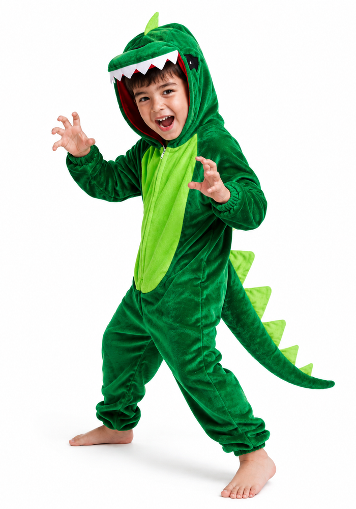 Kids Green Dinosaur Boy Costume