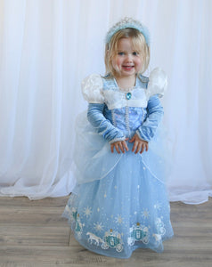 Enchanted Snow Princess Birthday Party Dress Costume with fingerless gloves - Fox Baby & Co
