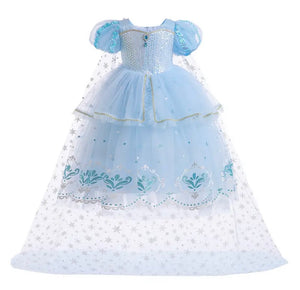 Snow Queen Princess Birthday Party Dress Costume with cape