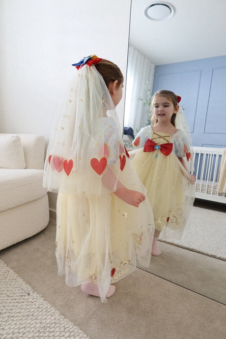Luxe Snow White Princess Sparkle Party Dress Costume & Tulle Clip - Fox Baby & Co