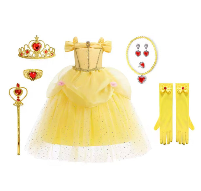 Classic Belle Princess Party Dress Costume & Jewellery Set - Fox Baby & Co