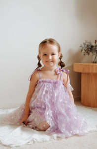 Sparkle Snow Princess Kids little Girls Tulle Dress - Purple - Fox Baby & Co