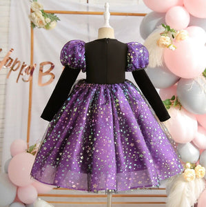 Witch Halloween Long Sleeve Long Sleeve Dress Costume with bag - Purple - Fox Baby & Co