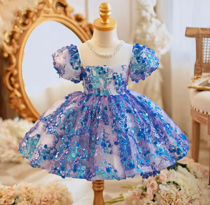 Kids girls New Mermaid Luxe Sequins Tulle Dress - Sapphire Blue (pre order) - Fox Baby & Co