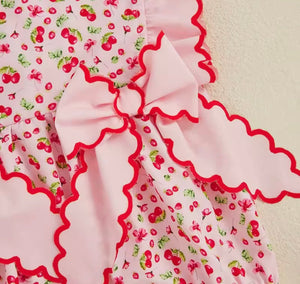 Cherry Floral Frill Bow Romper (pre order) - Fox Baby & Co