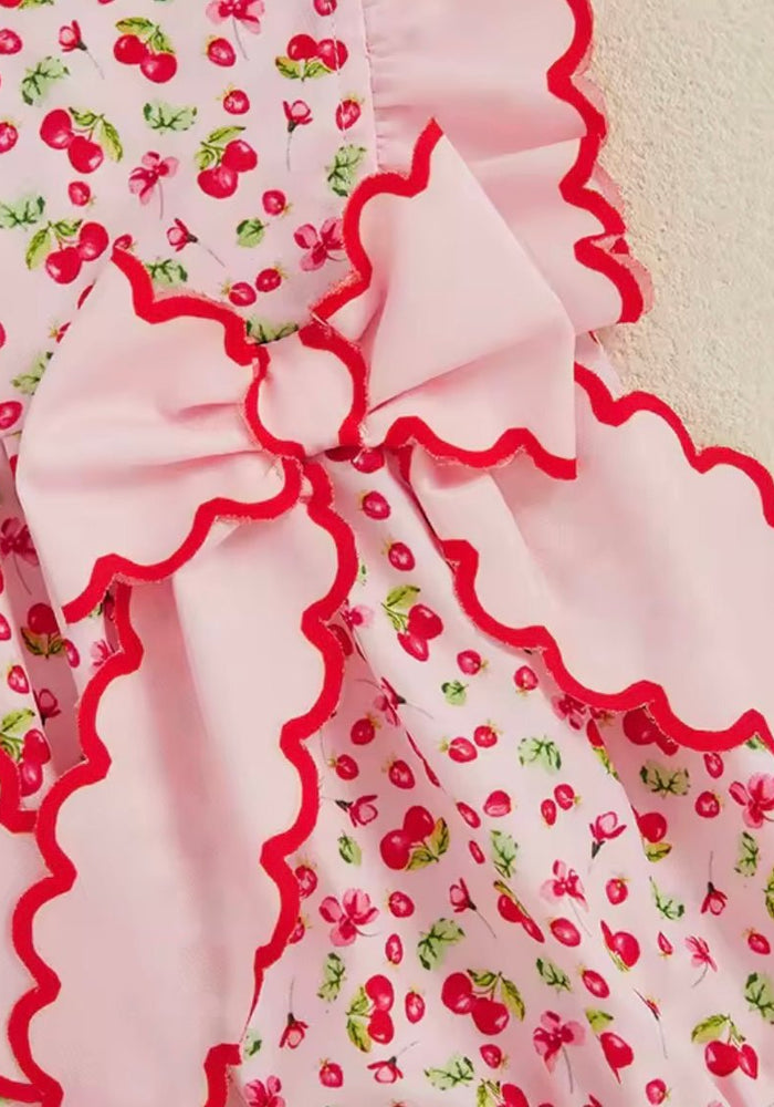 Cherry Floral Frill Bow Romper (pre order) - Fox Baby & Co