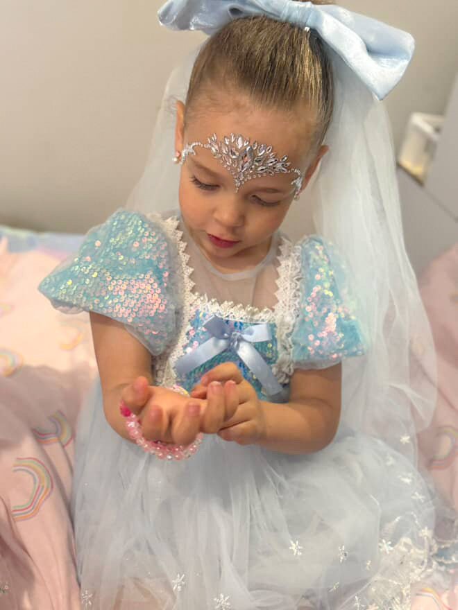 Enchanting Royal Princess Dress Cosplay Costume & Tulle Bow Clip - Fox Baby & Co