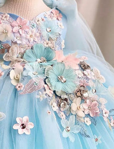 Primrose Butterfly Luxe Little Girls Tulle Dress - Blue - Fox Baby & Co