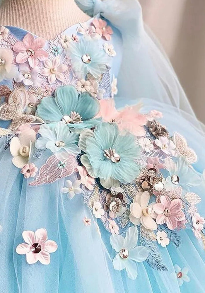 Primrose Butterfly Luxe Little Girls Tulle Dress - Blue - Fox Baby & Co