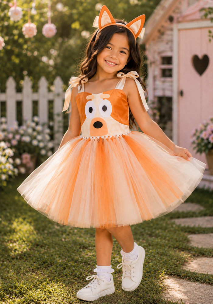 Bingo Inspired Tulle Party Dress & Headband Set 🧡🐾