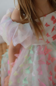 Bella Butterfly Flower Girl Kids Puff Sleeve Luxe Party Dress - Rainbow - Fox Baby & Co