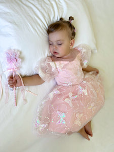Kids girls Luxe Butterfly Sequins Tulle Dress - Pink (pre order) - Fox Baby & Co