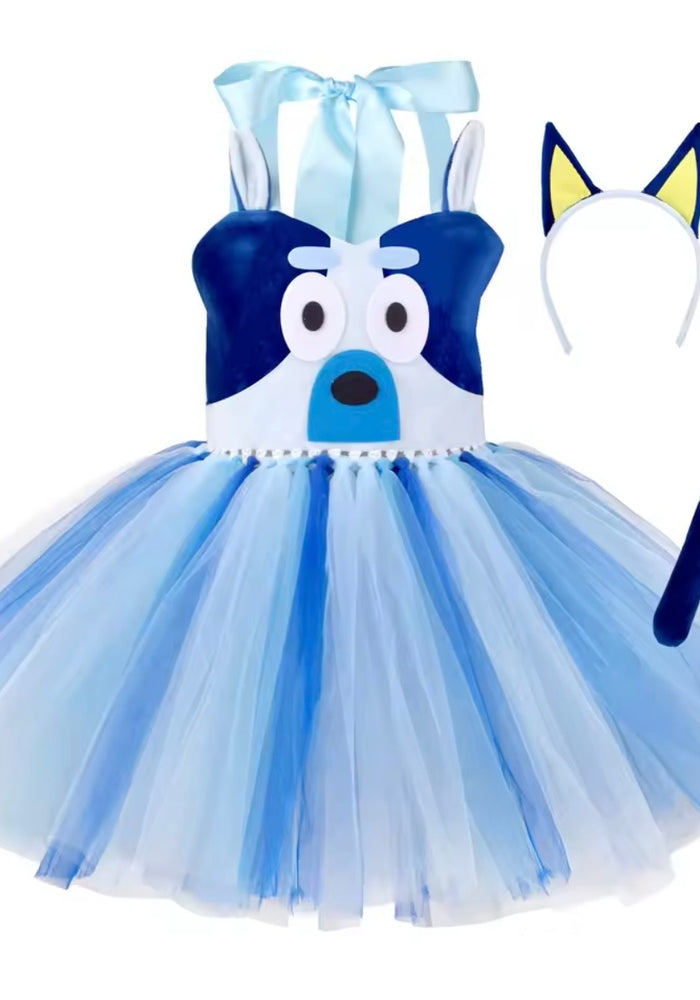 Bluey Inspired Tulle Party Dress & Headband Set 💙🐾