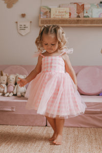 Birthday Tulle Frill Dress - Pink Gingham