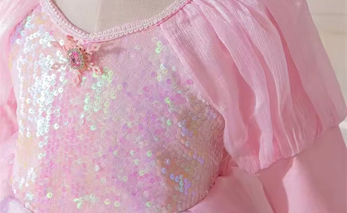 Rainbow Fairyfloss Princess Birthday Party Dress Long Sleeve with cape - Fox Baby & Co