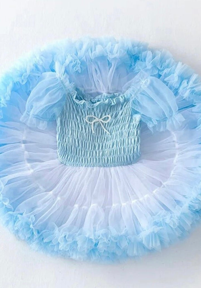 Kids little girls Ballerina Princess Tutu Dress - Blue - Fox Baby & Co
