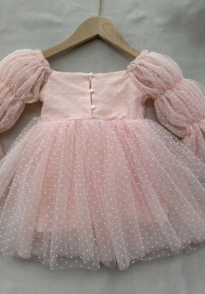 Flowergirl Fairy Wonderland Long Sleeve Luxe Tulle Dress - Pink Dots (pre order) - Fox Baby & Co