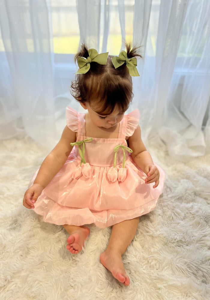 Spring Tulip Puff Frill Dress - Pink - Fox Baby & Co