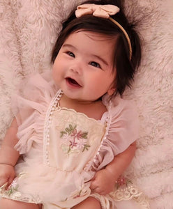 Vintage Floral Tutu Birthday Romper - Cream - Fox Baby & Co