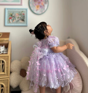 Kids girls Tea Party Butterfly Tulle Dress - Purple - Fox Baby & Co