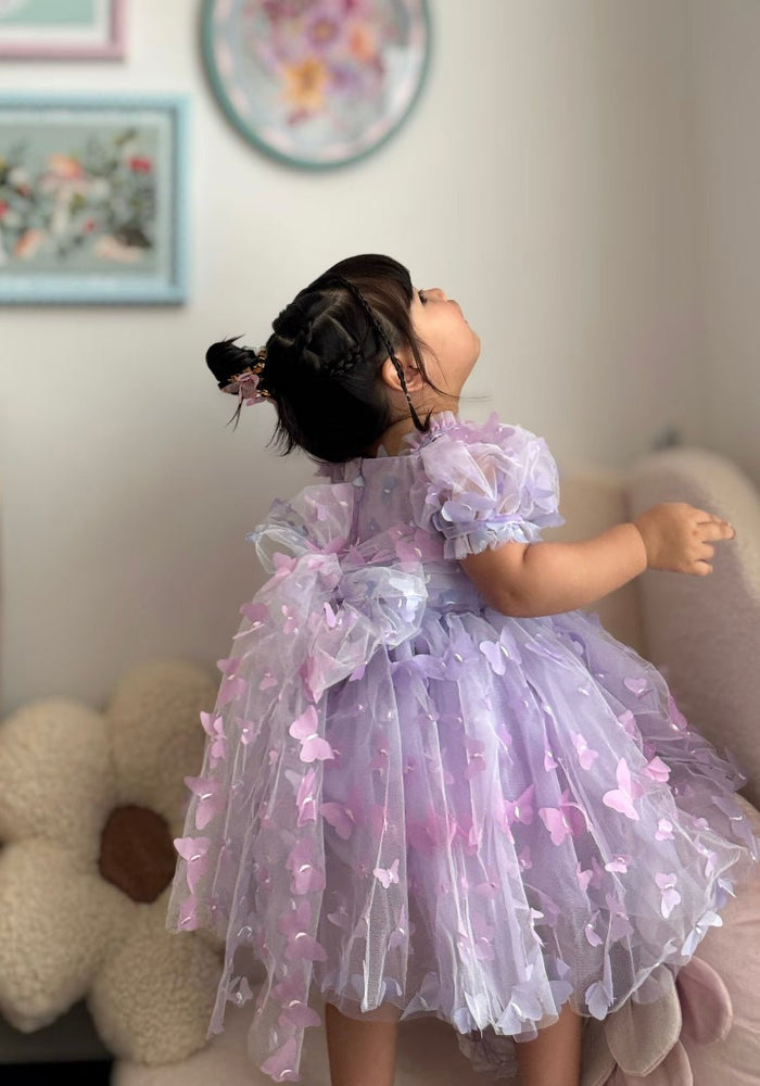 Kids girls Tea Party Butterfly Tulle Dress - Purple - Fox Baby & Co