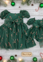 Load image into Gallery viewer, Kids girls Christmas Luxe Puff Tulle Dress - Candy Cane - Fox Baby &amp; Co
